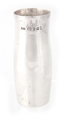 Lot 410 - A CONTEMPORARY SILVER WAISTED CYLINDRICAL VASE...