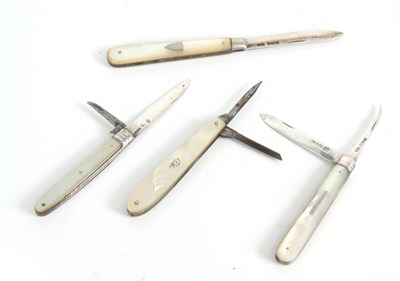 Lot 414 - A SELECTION OF FOUR 19TH CENTURY PENKNIVES...