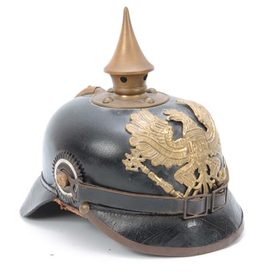 Lot 430 - A WW1 GERMAN ' PIKELHAUBE ' LEATHER HELMET...