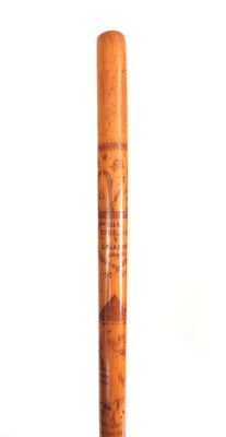 Lot 458 - A MID 19th CENTURY IRISH FOLK ART WALKING CANE...