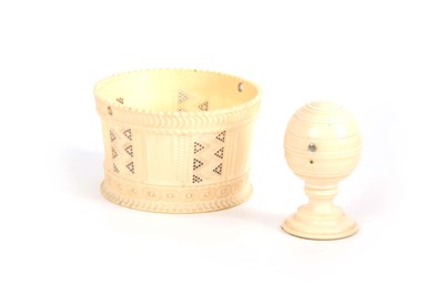 Lot 489 - A 19th CENTURY TURNED IVORY BASKET with...