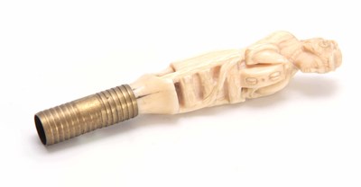 Lot 492 - A WELL PATINATED 19TH CENTURY CARVED IVORY...