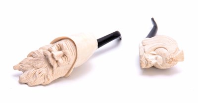 Lot 495 - TWO LATE 19TH CENTURY MEERSCHAUM MASK HEAD...