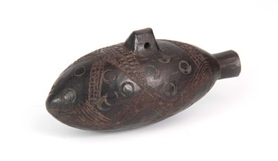 Lot 500 - A CARVED AFRICAN HARDWOOD SNUFF BOTTLE with...