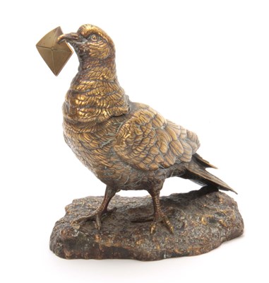 Lot 532 - A LATE 19th CENTURY AUSTRIAN BRONZE INKWELL...