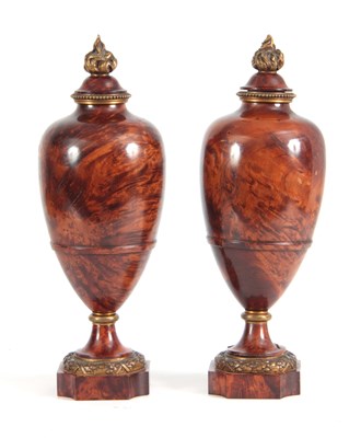 Lot 551 - A FINE PAIR OF 19TH CENTURY BURR YEW-WOOD...