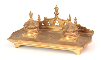 Lot 581 - A 19TH CENTURY GILT BRONZE PERSIAN STYLE INK...