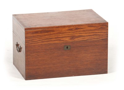 Lot 588 - A 19TH CENTURY OAK FITTED DECANTER SET...
