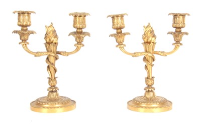Lot 593 - A PAIR OF 19TH CENTURY FRENCH ORMOLU TWO...