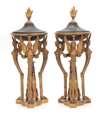 Lot 597 - A PAIR OF 19th CENTURY BRONZE AND ORMOLU...