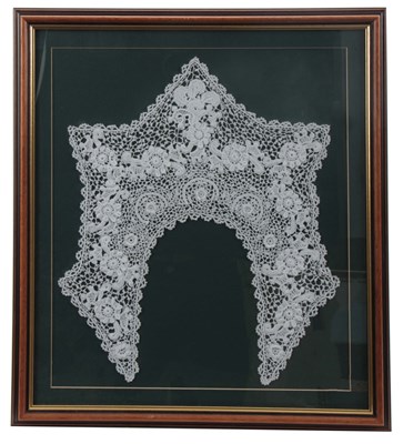 Lot 618 - A LATE 19TH CENTURY FRAMED IRISH LACEWORK...