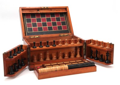 Lot 625 - A VICTORIAN MAHOGANY GAMES COMPENDIUM WITH...