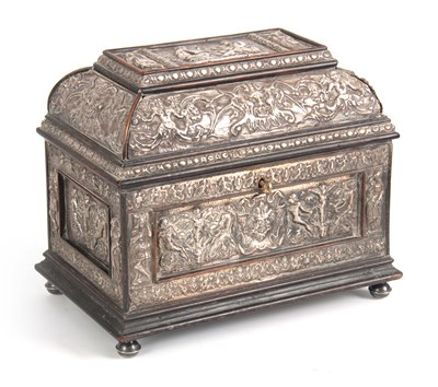 Lot 629 - AN 18TH CENTURY EUROPEAN SILVER MOUNTED EBONY...