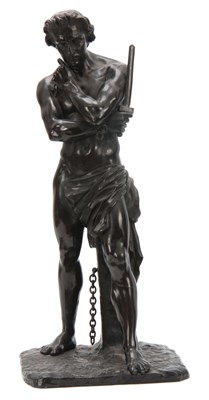 Lot 638 - A 19th CENTURY PATINATED BRONZE SCULPTURE...