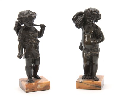 Lot 640 - A PAIR OF 19th CENTURY PATINATED BRONZE...
