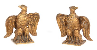 Lot 642 - A PAIR OF 19TH CENTURY GILT BRONZE EAGLES 12cm...
