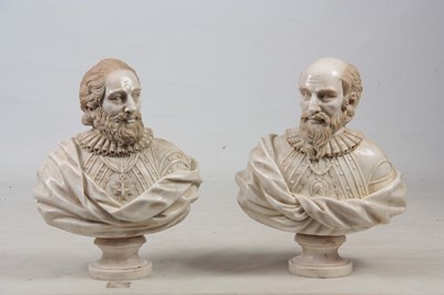 Lot 644 - A PAIR OF 19th CENTURY FRENCH MARBLE BUSTS one...