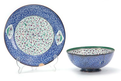Lot 650 - A 19th CENTURY PERSIAN ENAMEL ON COPPER BOWL...
