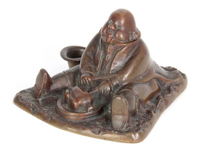 Lot 685 - A 19TH CENTURY BRONZE FIGURAL INKWELL in the...