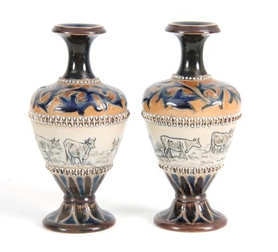 Lot 69 - A PAIR OF 19TH CENTURY HANNAH BARLOW DOULTON...