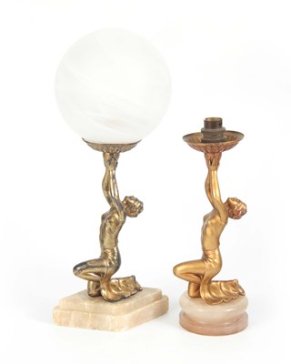 Lot 690 - TWO 20TH CENTURY ART DECO PATINATED SPELTER...