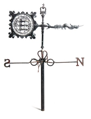 Lot 720 - A 19TH CENTURY LEADWORK WEATHERVANE having the...