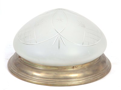 Lot 721 - A 20TH CENTURY FROSTED CUT GLASS LIGHT FITTING...