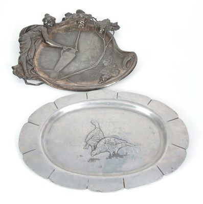 Lot 728 - A 19TH CENTURY WMF ART NOUVEAU FIGURAL TRAY...
