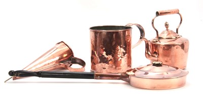Lot 730 - A VICTORIAN CYLINDRICAL GALLON COPPER MEASURE,...