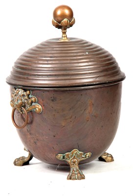 Lot 739 - A 19TH CENTURY REGENCY COPPER AND BRASS LIDDED...