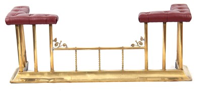Lot 748 - A 19TH CENTURY BRASS AND RED LEATHER CLUB...