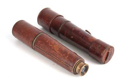 Lot 750 - A WWI BRASS LEATHER BOUND TELESCOPE BY R & J...