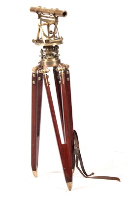 Lot 753 - A 19th CENTURY BRASS THEODOLITE ON ORIGINAL...