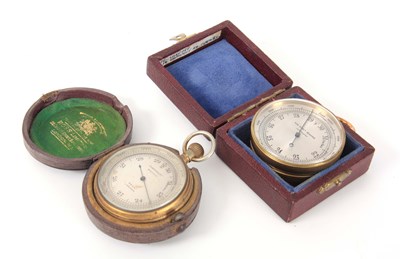 Lot 758 - ROSS, LONDON. A BRASS CASED POCKET BAROMETER...