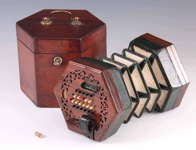 Lot 765 - A MID 19TH CENTURY WHEATSTONE CONCERTINA...