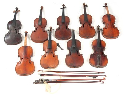 Lot 771 - A COLLECTION OF 9 VIOLINS AND 8 VIOLIN BOWS...