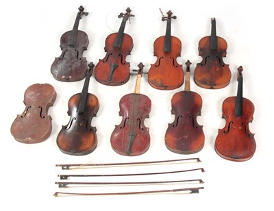 Lot 774 - A COLLECTION OF 9 VIOLINS AND 4 VIOLIN BOWS...