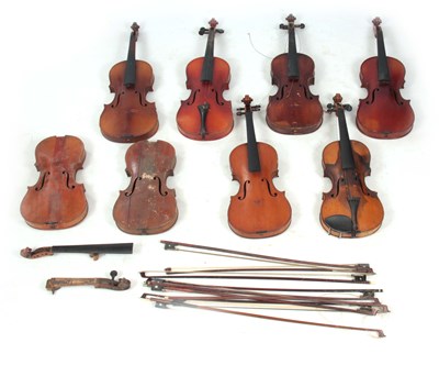 Lot 775 - A COLLECTION OF 8 VIOLINS, VIOLIN PARTS AND 9...