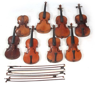 Lot 777 - A COLLECTION OF 7 VIOLINS, 8 VIOLIN BOWS AND 1...