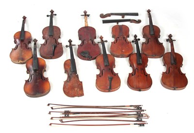 Lot 778 - A COLLECTION OF 10 VIOLINS, VIOLIN PARTS AND 8...