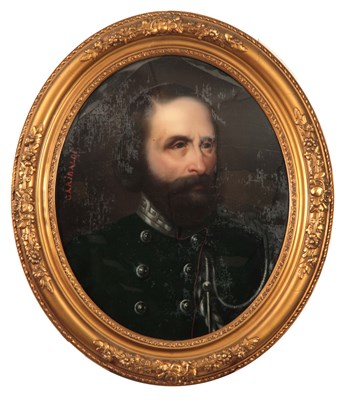 Lot 787 - A 19TH CENTURY OIL ON CANVAS ATTACHED TO...