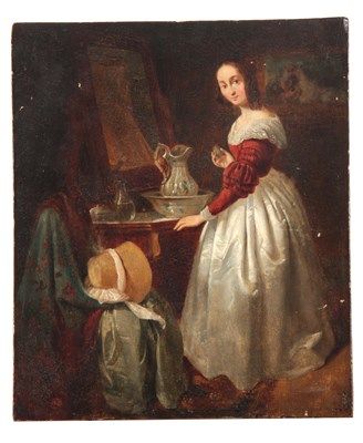 Lot 792 - A 19TH CENTURY OIL ON PANEL depicting an...