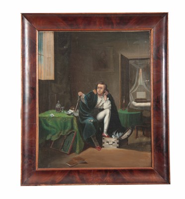 Lot 805 - 19TH CENTURY OIL ON CANVAS. Interior scene...