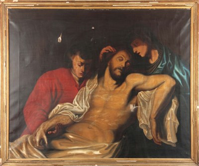 Lot 809 - A LARGE 19th CENTURY RELIGIOUS OIL ON CANVAS...