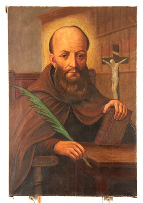 Lot 810 - AN EARLY 20th CENTURY RELIGIOUS OIL ON CANVAS...
