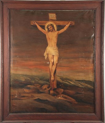 Lot 811 - AN LATE 19th CENTURY RELIGIOUS OIL ON CANVAS...