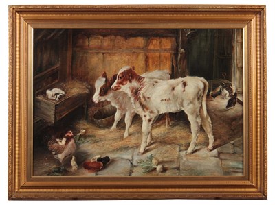 Lot 818 - A 20TH CENTURY OIL ON BOARD FARMYARD SCENE...