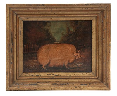 Lot 821 - A 19TH CENTURY NAIVE PAINTED OIL ON CANVAS OF...