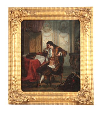 Lot 844 - A 19TH CENTURY CONTINENTAL OIL ON CANVAS. An...