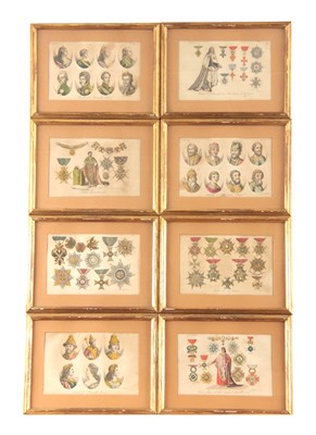 Lot 861 - A SET OF 8 CONTINENTAL COLOURED PRINTS, 13cm...